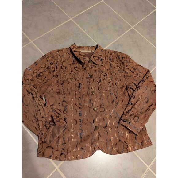 Women’s Bamboo Traders SZ L Jacket Microfiber Collar Brass Snaps Pockets - Picture 2 of 11